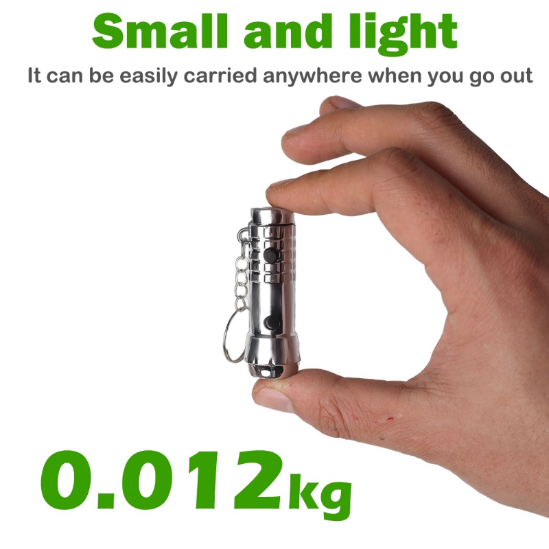 2in1 Multifungsi Both Ends Glowing Mini Keychain Light/Senter UV Tenaga Baterai Portable/Rumah Outdoor Emergency Torch