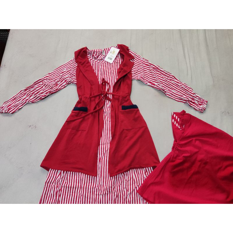 Gamis Salur Merah Rompi