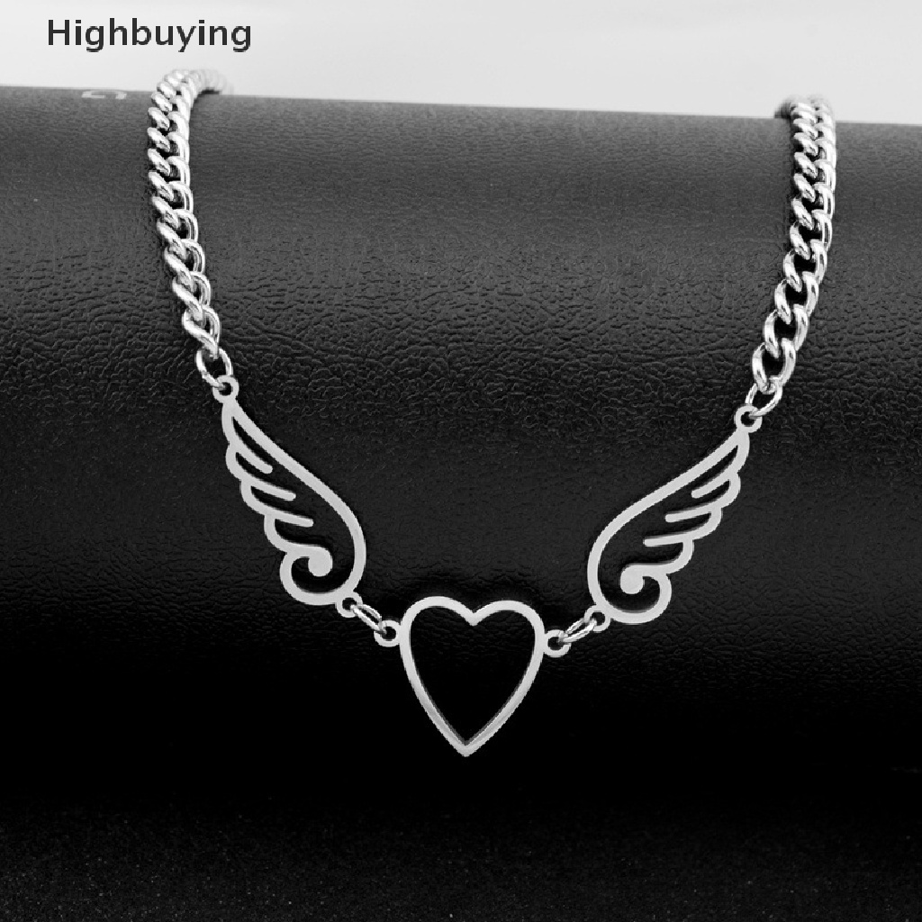 Hbid Kalung Rantai Liontin Hati Malaikat Choker Gothic Hollow Out Untuk Wanita Pria Glory