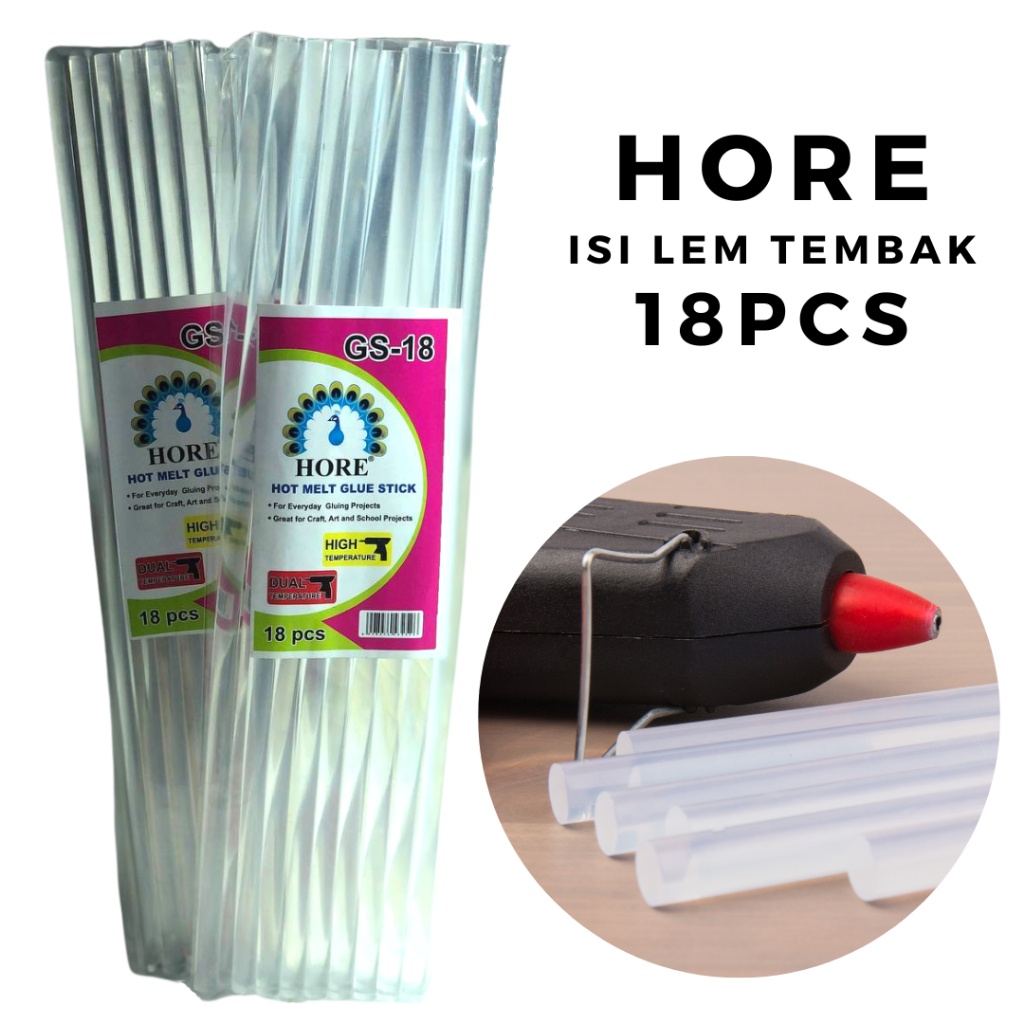 

LEM LILIN HORE KECIL MERK HORE ISI 18 PANJANG REFILL LEM TEMBAK