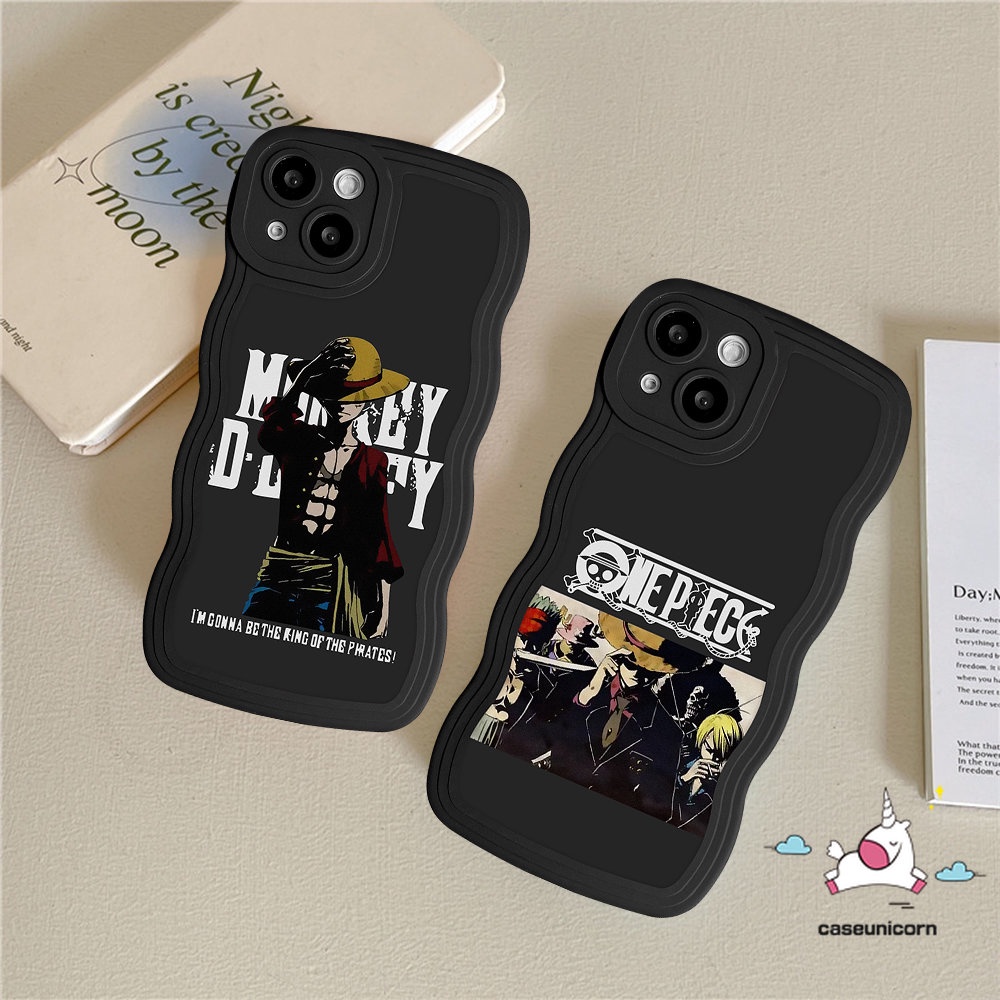 IPHONE Kartun Luffy Case Kompatibel Untuk Iphone14 11 13 12 Pro Max 6s 6 7 8 Plus XR X XS Max14 Plus SE 2020 Merek Trendi One Piece Lembut Tpu Pola Tepi Bergelombang Cover Cases