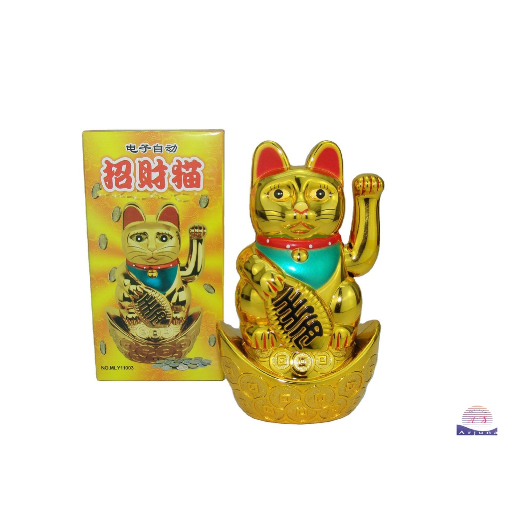 kucing rejeki /kucinghoki/ lucky cat yuanbao 17.5cm