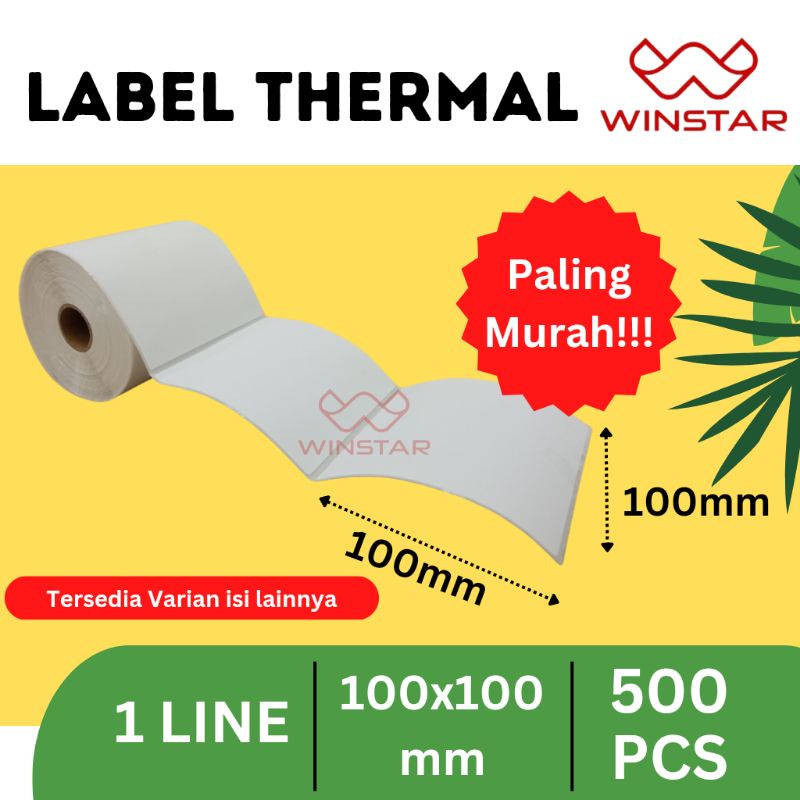 

Label Stiker Thermal 100 x 100mm 500pcs ROLL