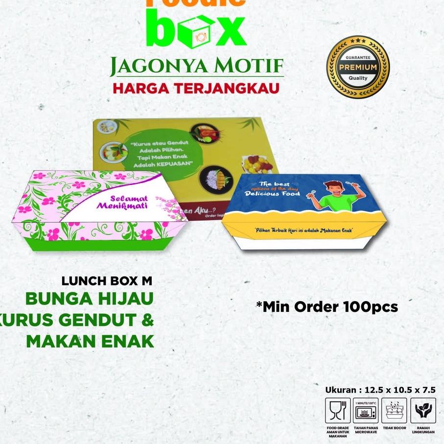 ➪ Lunch Box M | Paper Lucnh Box | Lunch Box Duplek PE | Box Makanan | Motif Kekinian ➥