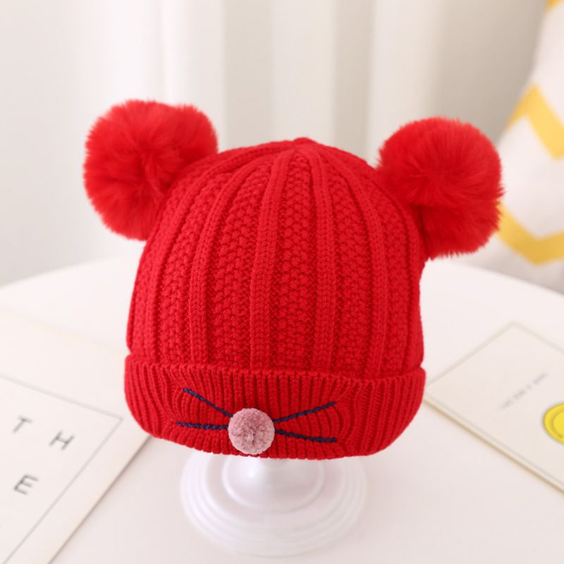 TOPI KUPLUK BAYI MODEL CAT POM POM RAJUT UNISEX