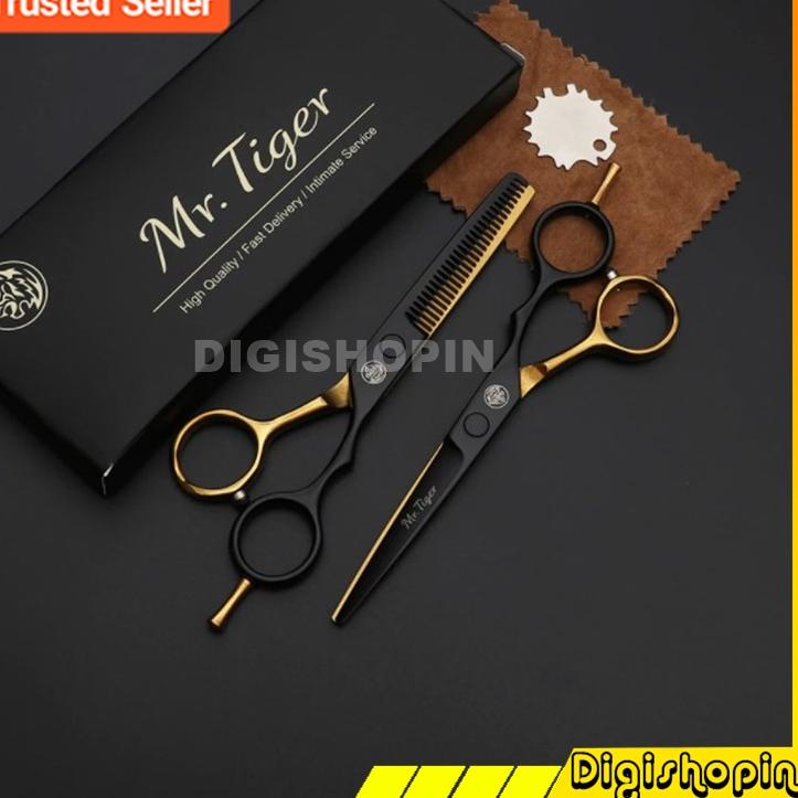 ◌ MrTiger Gunting Rambut Professional 6 Inch 2 PCS with Comb+Knife / Gunting Cukur Mr Tiger Rambut S