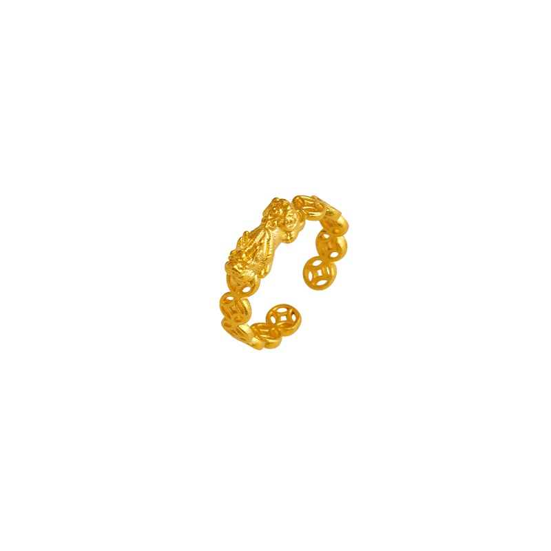 Goldkingdom Perhiasan Fashion Emas Asli Kadar 375Bangkok Aksesoris Ready Stock Koin Walet Emas Wanita Berani Minimalis Cincin Adjustable Cincin Untuk Membawa Kekayaan