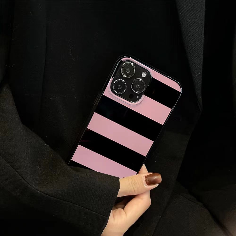 IPHONE Ins Motif Garis Cocok Untuk Iphone14 14pro 14plus 13 13mini 13pro 13prm iPhone12 7Plus 8Plus Xr XS 13 12mini Pro Max Empat Sudut Casing Ponsel Tahan Guncangan