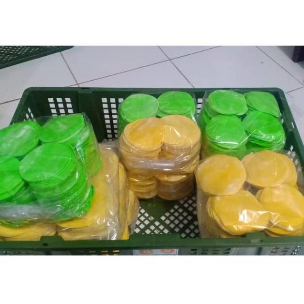 

✔✔SALE✔✔ Kulit dimsum warna uk.6,7,8,9 cm hijau atau kuning 100 lembar