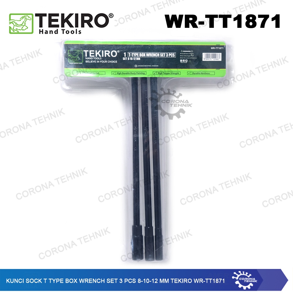 Set 3 Pcs 8-10-12 mm Tekiro WR-TT1871 Kunci Sock T Type Box Wrench