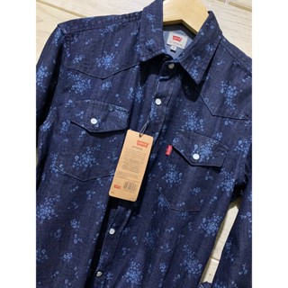 Kemeja Jeans Pria Motif Lengan Panjang Kancing Kristal #3