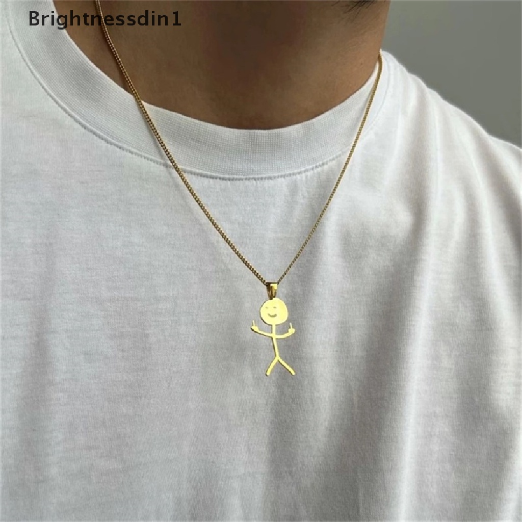 [Brightnessdin1] Doodle Lucu Kalung Jari Tengah Klavikula Perhiasan Rantai Serbaguna Perhiasan Stainless Steel Jewellery Necklace Butik