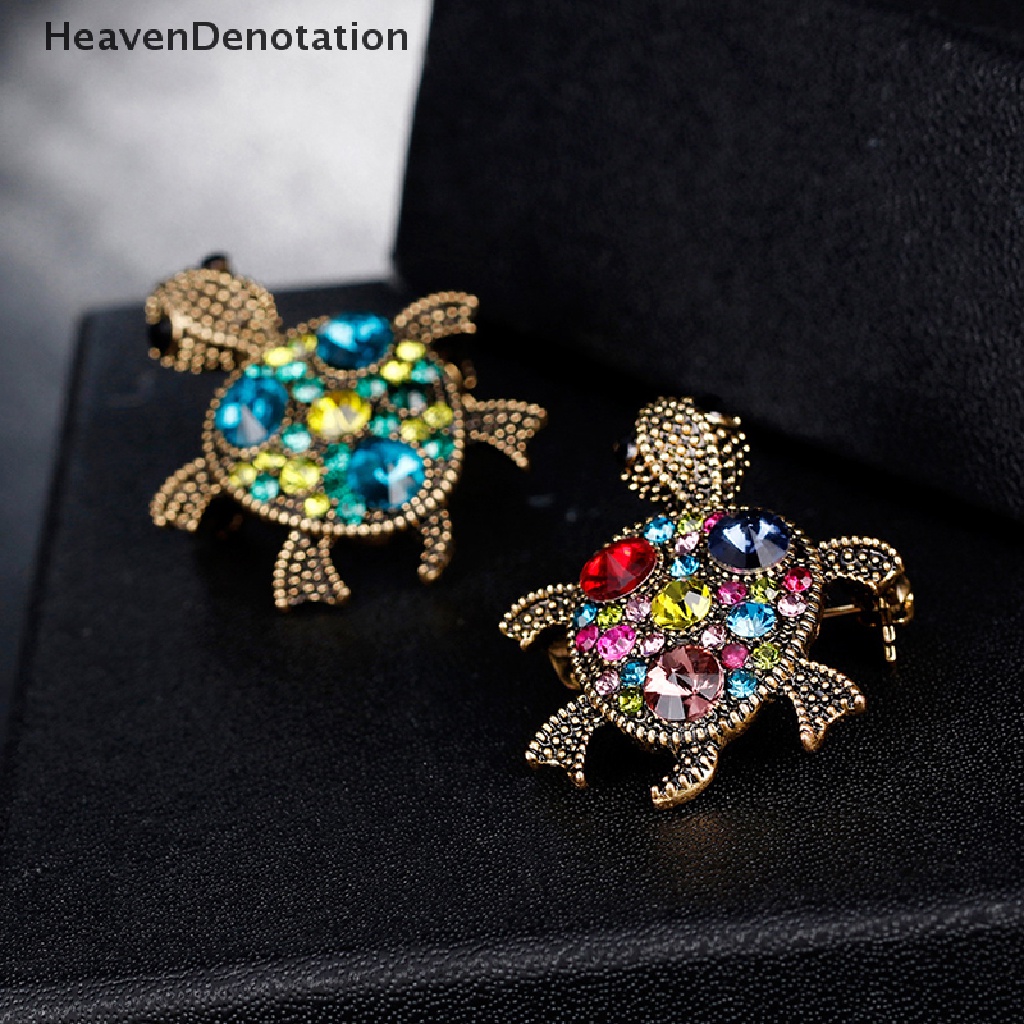 [HeavenDenotation] Kepribadian Lucu Retro Kecil Turtle Bros Berlian Imitasi Hewan Turtle Brooch HDV