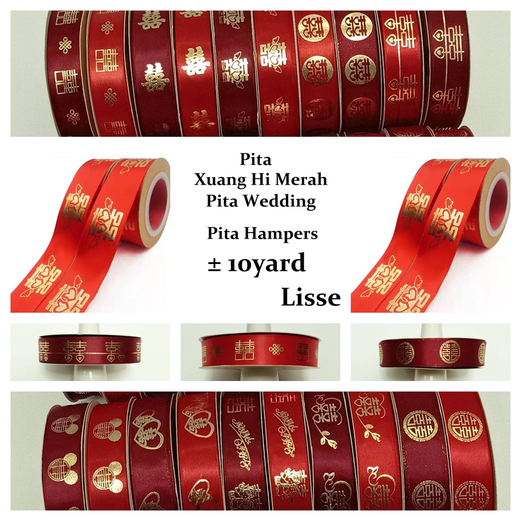 

Pita Pernikahan 10 Yard Chinese Wedding Ribbon Pita Hiasan Xuang Hi