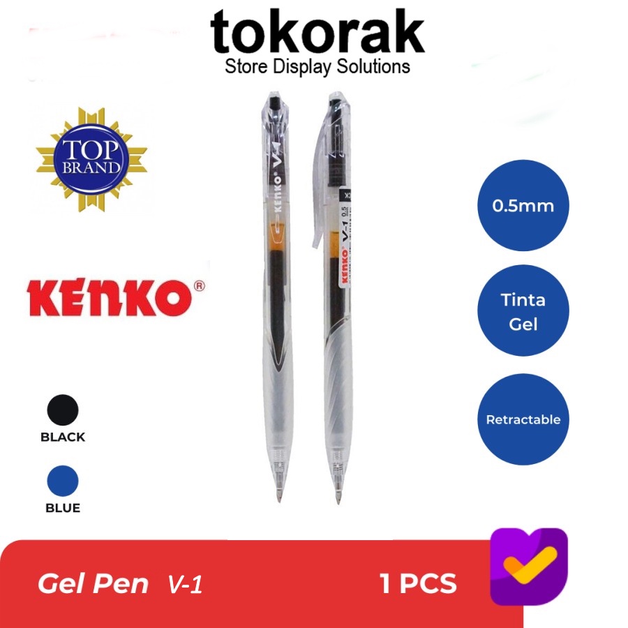 

Terlaris ✨ -PULPEN GEL V-1 KENKO - GEL PEN RETRACTABLE 0.5MM- 12 PCS GEL TINTA PEN - Hitam- 2.2.23