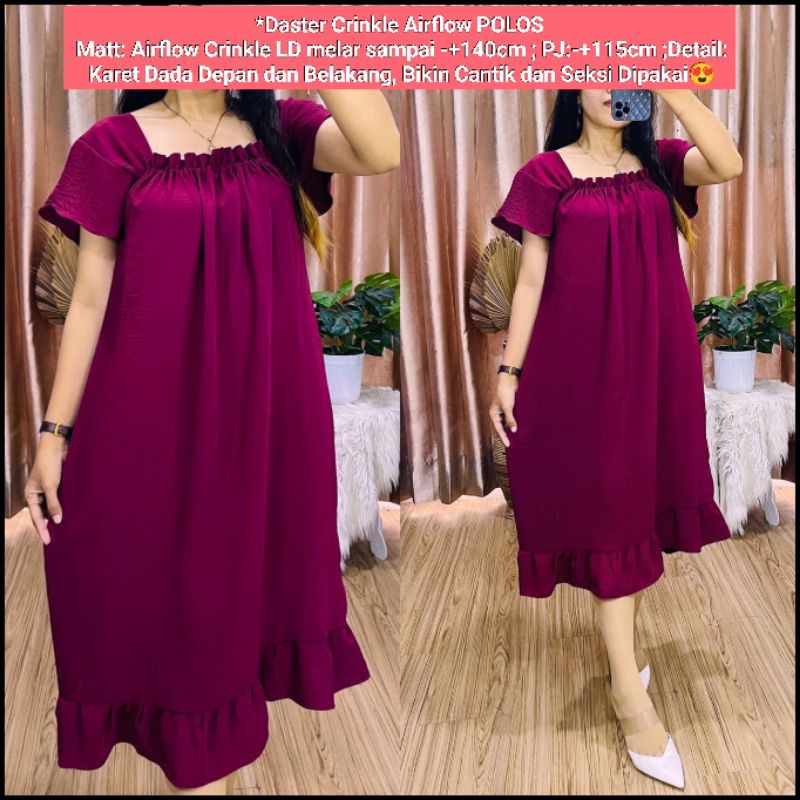 Daster Crinkle Airflow Zahra/ Daster Crinkle Airflow / Dress Crinkle  / Daster Crinkle Airflow Zahra / Daster Crinkle Murah / Daster Harian / Daster Nyaman / Daster Crinkle Murah / Daster Crinkle Super-Maroon Zahra