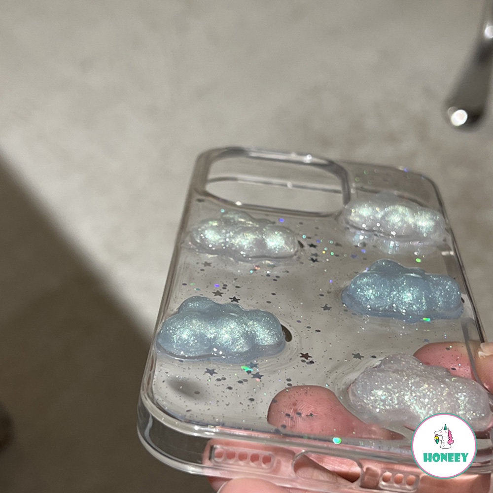 IPHONE Dreamy Foil Shiny Cloud Phone Case Kompatibel Untuk Iphone14 13 12 Pro 11 Pro Max 14 Pro Max Shockproof Lembut TPU Penutup Belakang