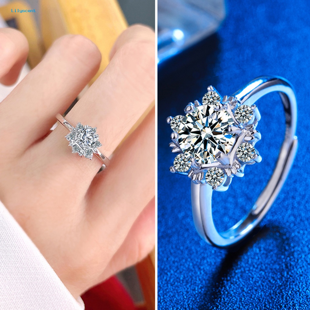 Lilyscent Tembaga Perhiasan Jari Cincin Perhiasan Hadiah Cubic Zirconia Ring Aksesoris Baju Pesta Snowflake