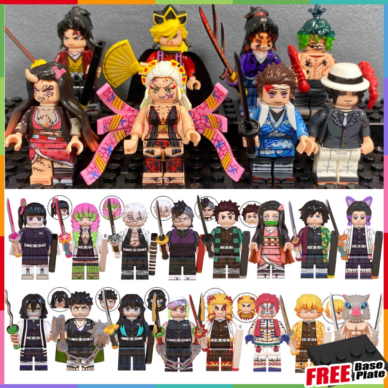 Hadiah Ulang Tahun Minifigures Set Anime Jujutsu Kaisen Demon Slayer Mainan Rakitan Anak Mini Figure Pop Doll