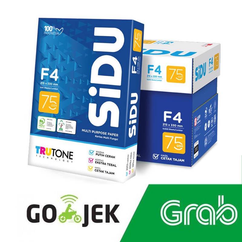 

Kertas HVS F4 SIDU 75 gram Khusus GOJEK/GRAB