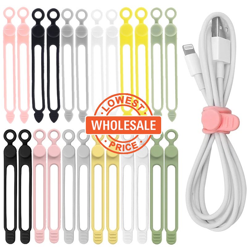 [Harga Grosir] [Unggulan] 1per5pcs Penggulung Kabel Headphone 3lubang Silikon Data Wire Trimmer Data Line Organizer Kawat Pengisian Ponsel USB Kabel Data Organizer