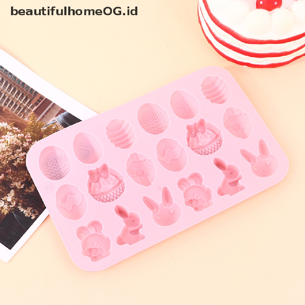 // Beautifulhomeog.id// Cetakan Silikon Paskah Kelinci Berwarna Telur Cetakan Kue Coklat Alat Panggang Liburan **