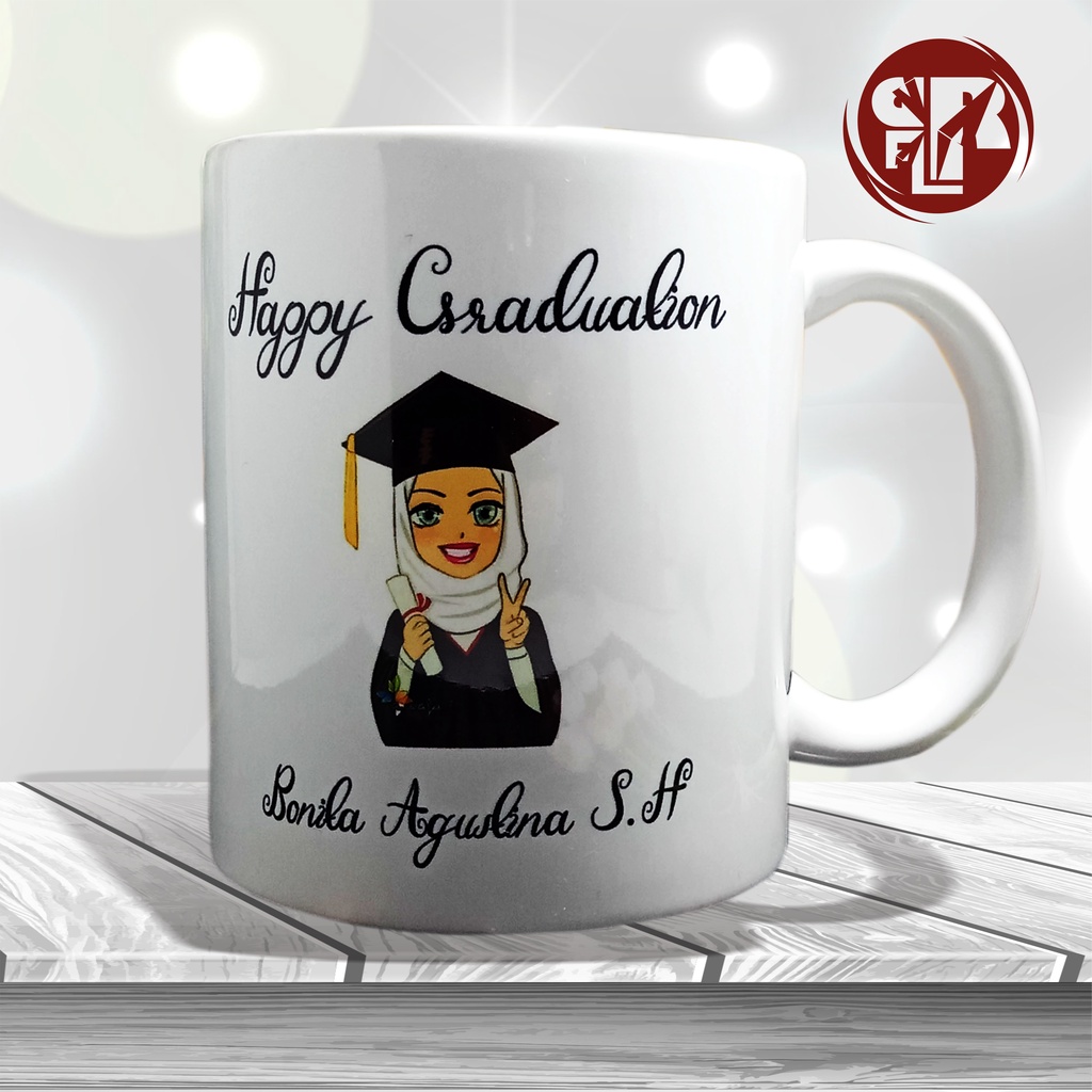 Gelas Mug Custom/Souvenir Mug Custom/Mug Custom Wisuda/Souvenir Mug Murah/Mug Cangkir Gelas