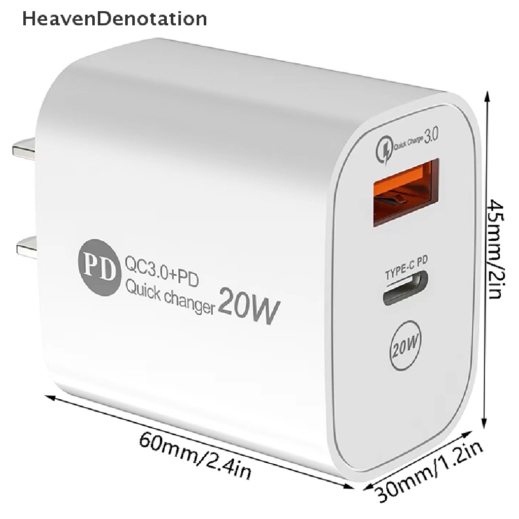 [HeavenDenotation] Pd 20W USB Charger Quick Charge 3.0 Fast Phone Charger Adapter Tyep-C Untuk Telepon HDV