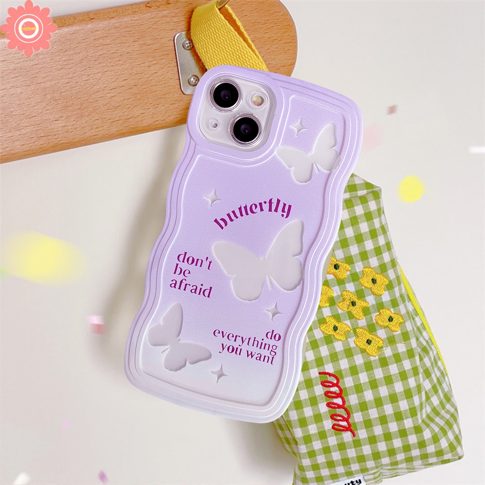 Romance Butterfly Case Realme C53 C12 10 C17 C35 C33 C25Y C21Y C15 C25 C30 5 6i C11 8 8Pro C25s C20 C20A Realme 9 9Pro+ 9i 8i C3 7i 5i 7cover Tepi Bergelombang TPU Lembut