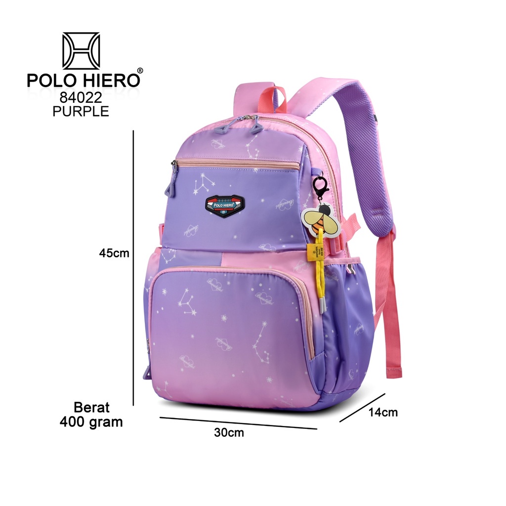 Tas Pelangi Polo Hiero 84022 Tas Ransel Sekolah Wanita Tas Anak Rainbow