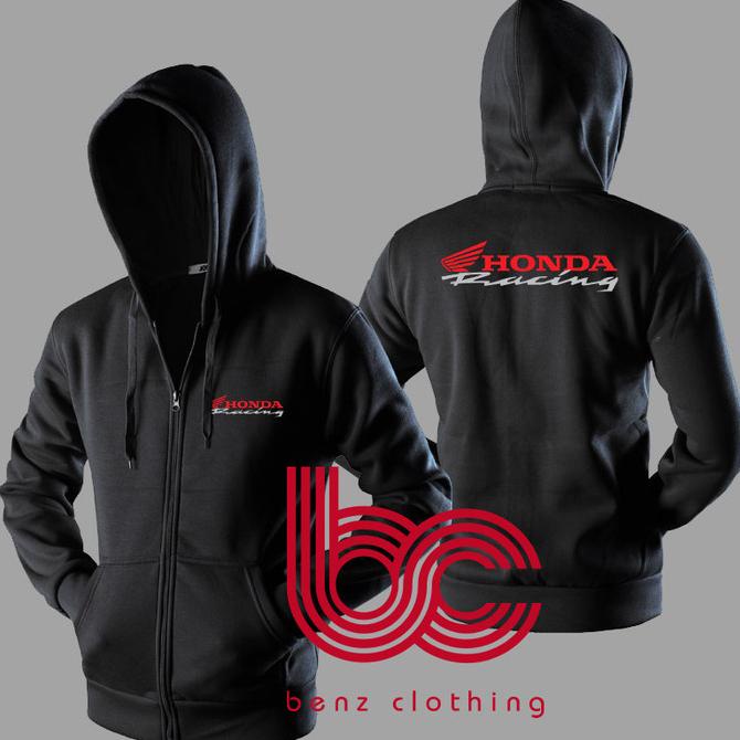 Jaket Hoodie Sweater Honda Racing Outerwear Pria Wanita Zipper Resleting Depan Polos Sablon Polyflek