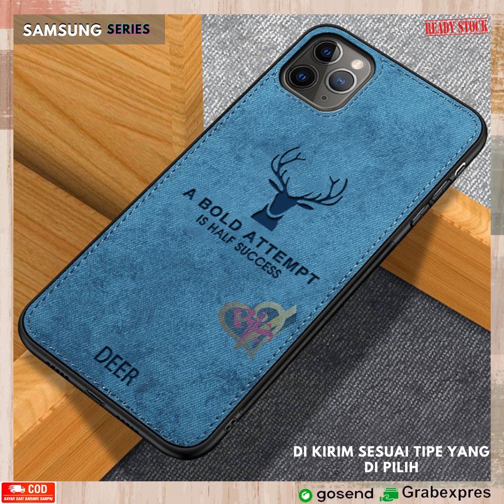 Case Samsung A03S A12 M12 A22 5G A32 5G A52S 5G Casing Motif Cloth Leather Deer Jeans  Fabric
