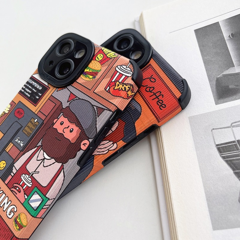 IPHONE Soft Case Perlindungan Serat Vertikal Kartun Van Gogh Untuk Iphone14 13 12 11 Pro MAX X XR XS Max7 8 Plus Anti-drop