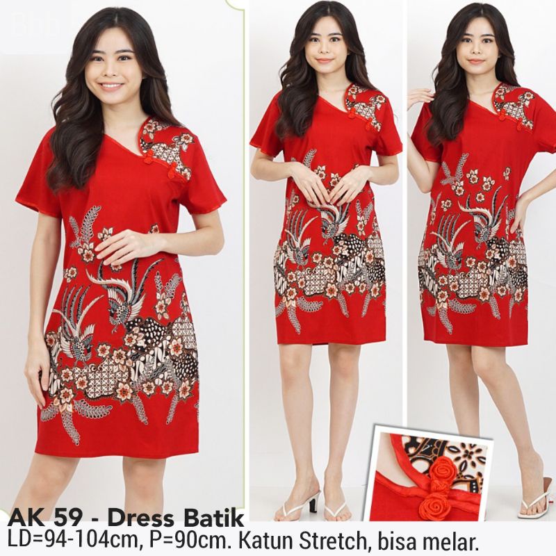 DRESS BATIK WINDA TERUSAN KERJA KANTOR WANITA MURAH GAUN BAJU CEWEK CANTIK MODIS 33 ETNIK 59