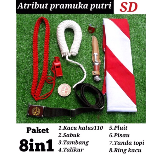 set lengkap perlengkapan/alat pramuka sd anak perempuan