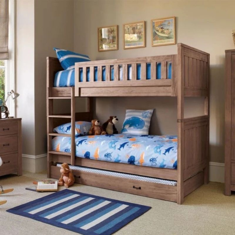 Tempat tidur tingkat anak 3 bed/dipan tingkat kayu jati