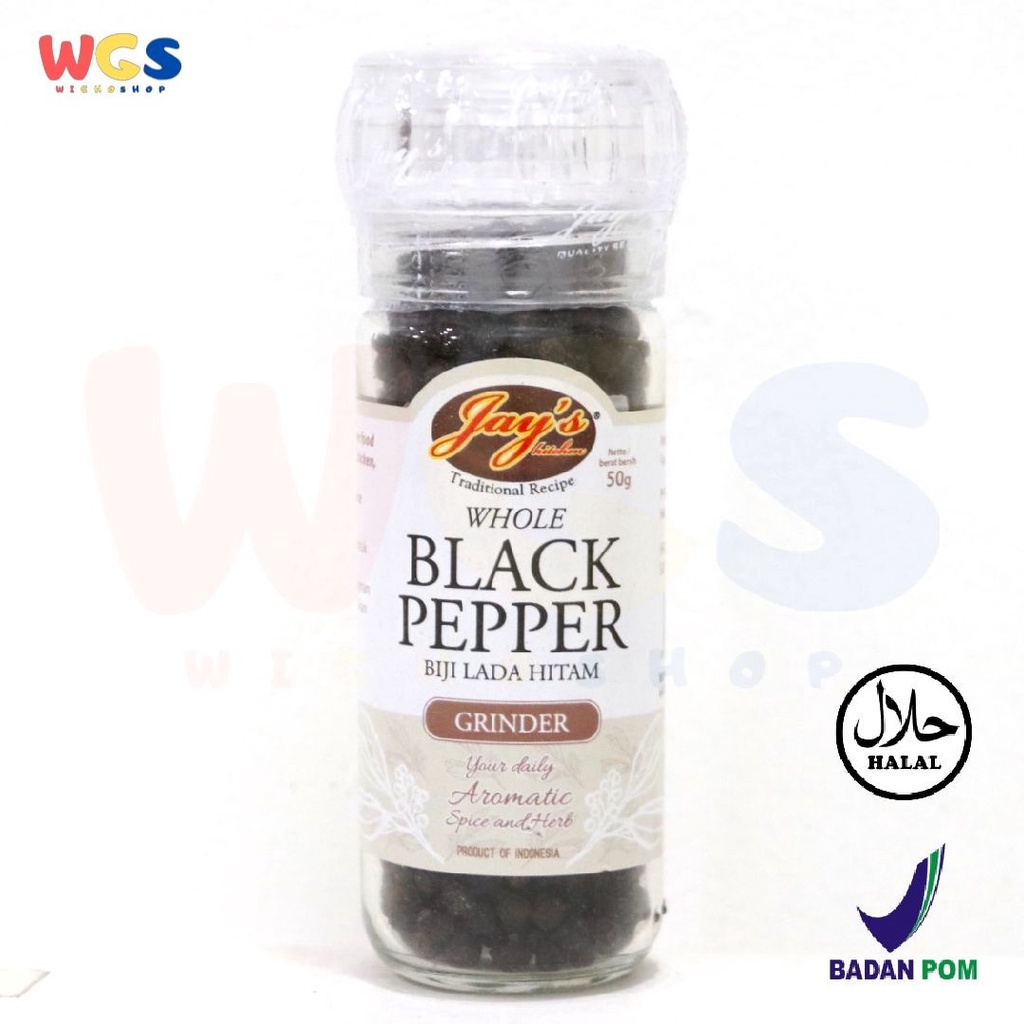 Jay's Kitchen Jays Whole Blackpepper Grinder 50 gr - Biji Lada Hitam