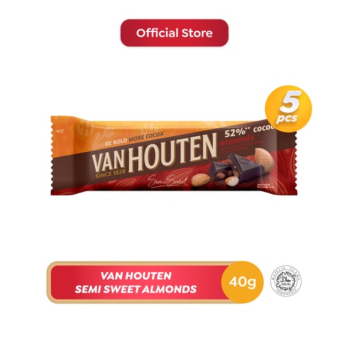 

Van Houten Dark 52% Cocoa Almond 40g x 5