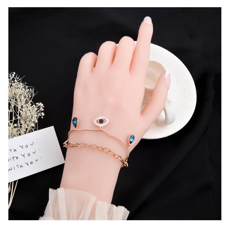 Gelang Hypoallergenic Lapis Titanium Steel 18k Rose Gold Desain Mata Iblis Gaya Korea