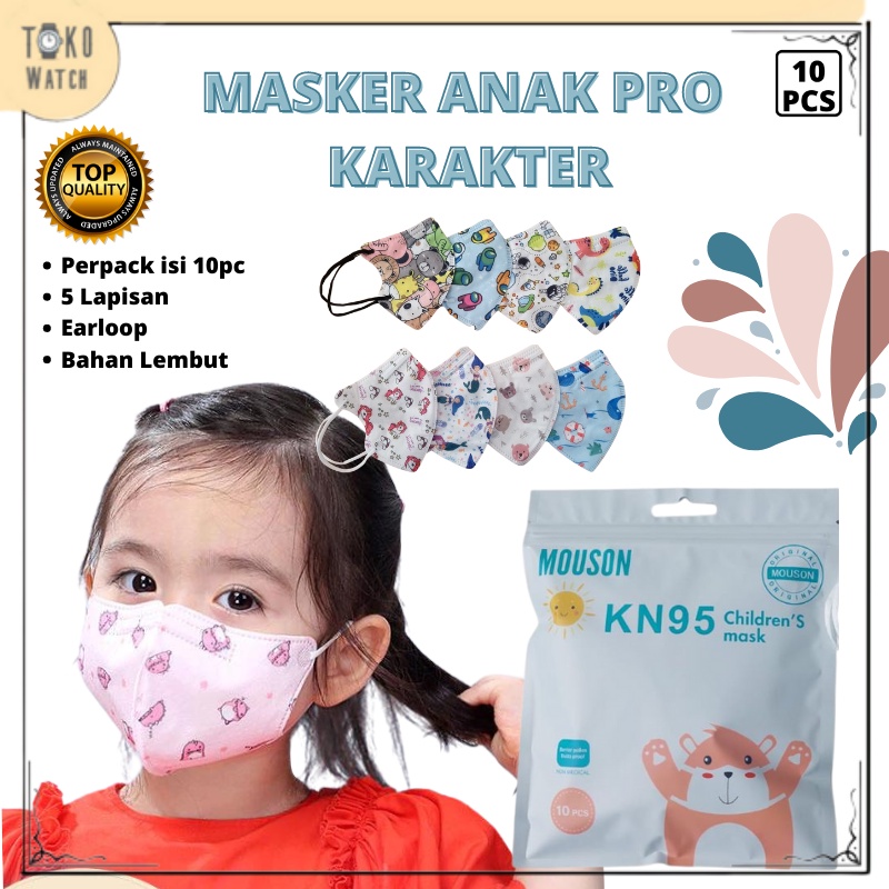Masker KN95 5 Ply Mouson Pro Anak Earloop Motif Karakter Isi 10 Pcs TW23