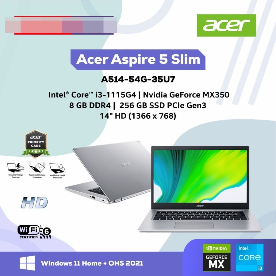 ACER ASPIRE 5 SLIM 8GB 256GB A514-54G i3-1115G4 MX350 2GB 14&quot; W11 OHS