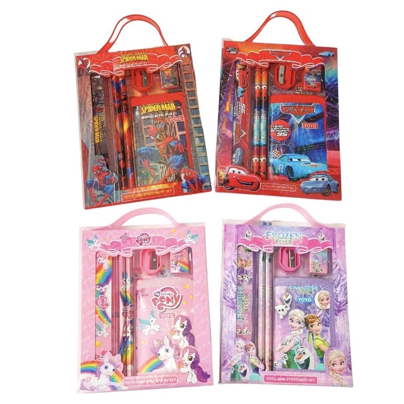 

paket alat tulis + dompet stationary anak / souvenir ulang tahun ATK set karakter 2698