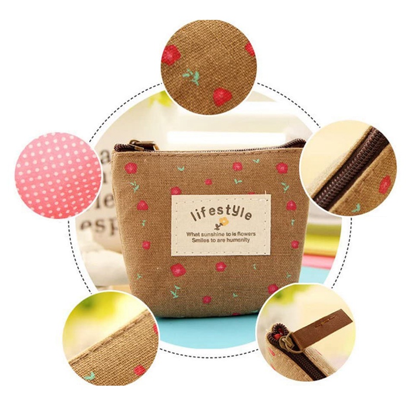 Pouch Dompet Koin Resleting LIFESTYLE KANVAS Dompet Serbaguna Sleting Motif Bunga - BUM