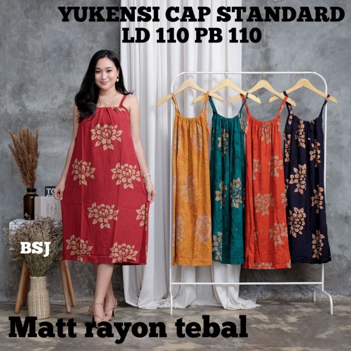 Yukensi daster tanpa lengan ld 110 baju tidur wanita sexy batik cap