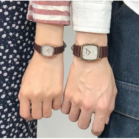 ONNIE Jam tangan Couple Pasangan KY-BA wanita dan pria Warna coklat Gaya ulzzang Korea Import