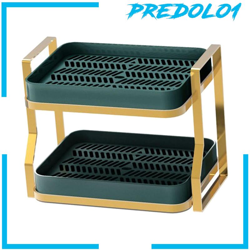 [Predolo1] Rak Organizer Meja Dapur Double Layer Dengan Nampan Tiris