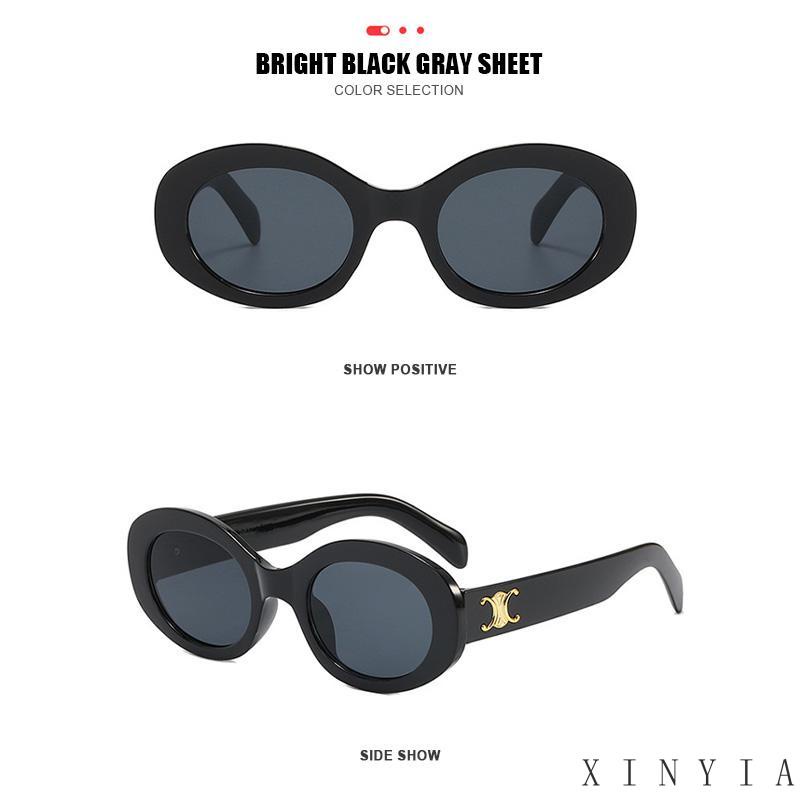 【COD】2023 Oval Frame Retro Kacamata Hitam Wanita Model Eropa + Amerika retro High Grade Street Photo Sunglasses