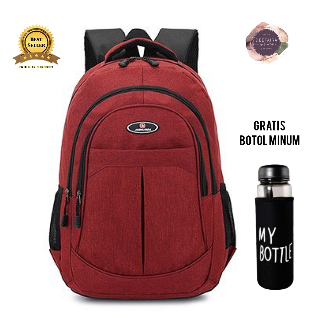 Tas Ransel Backpack Pria Model PL00x44 Free Botol Minum Tas Untuk Sekolah Kuliah Kerja