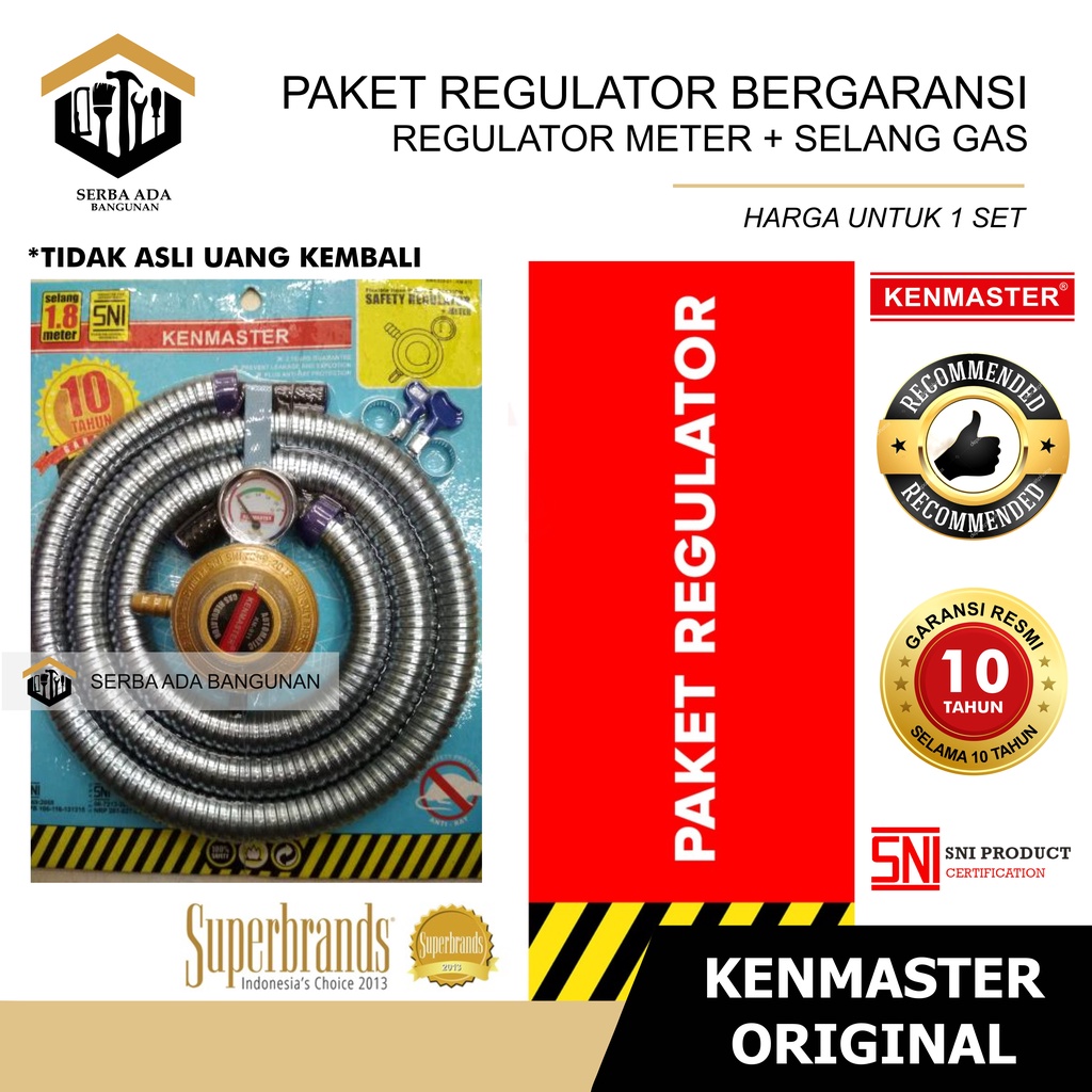 Selang Gas + Regulator Meter Paket Kenmaster Selang Kompor Selang Regulator  KM - 911