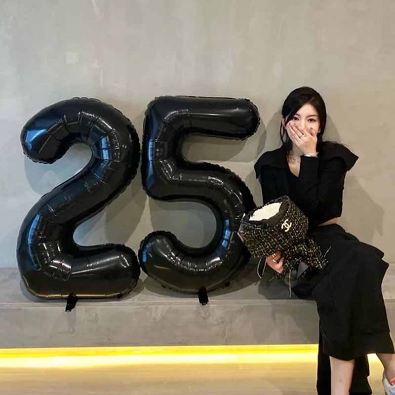 Balon Angka 32inch Hitam 0-9 Besar Aluminium Foil Number Balloon Baby Shower Anniversary Ulang Tahun Pesta Liburan Dekorasi Balon Pesta Pernikahan